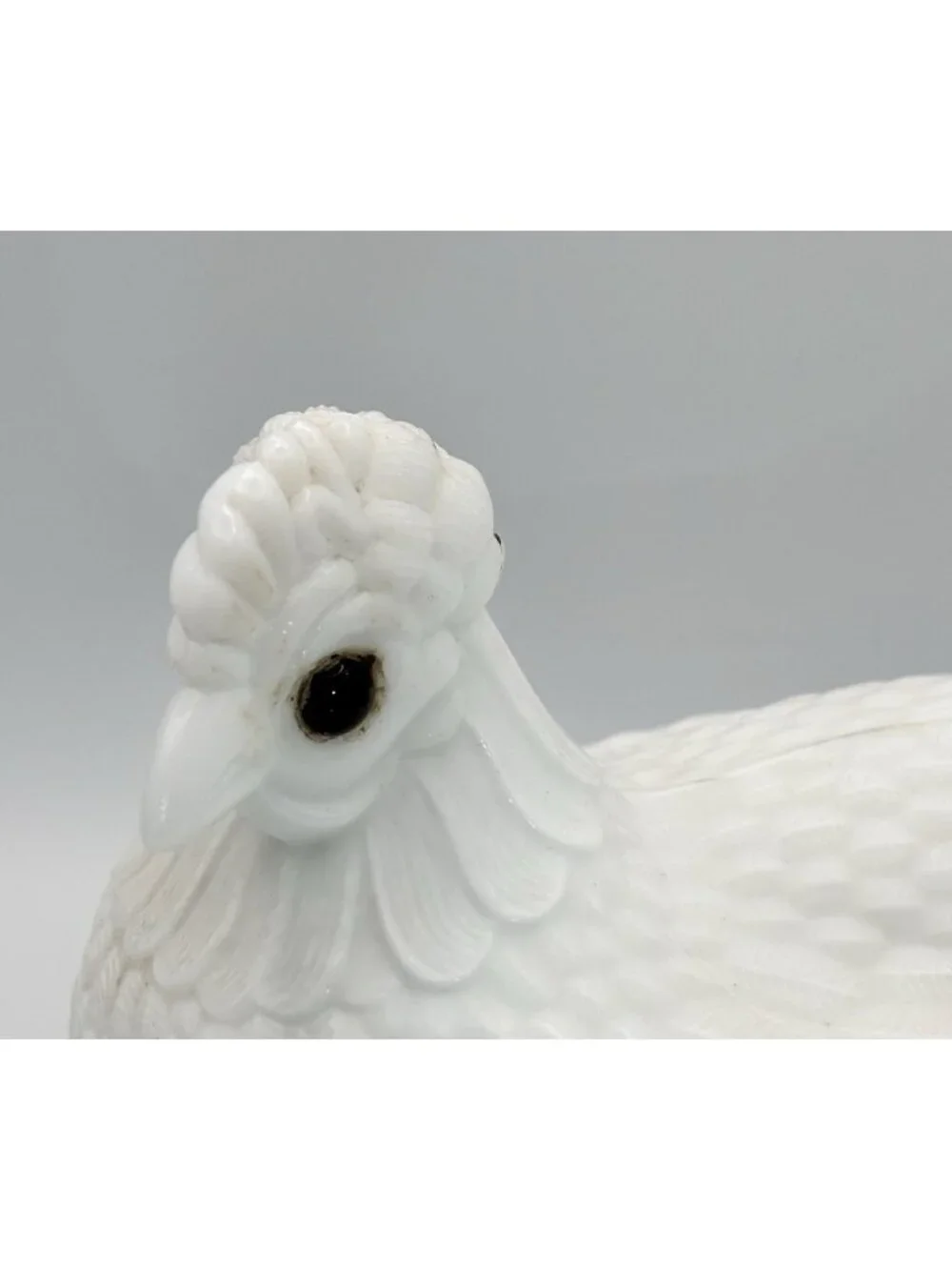 Vintage Milk Glass Hen on Nest 7” Split Tail Glass Eyes *Replacement Eye* - Picture 2 of 10